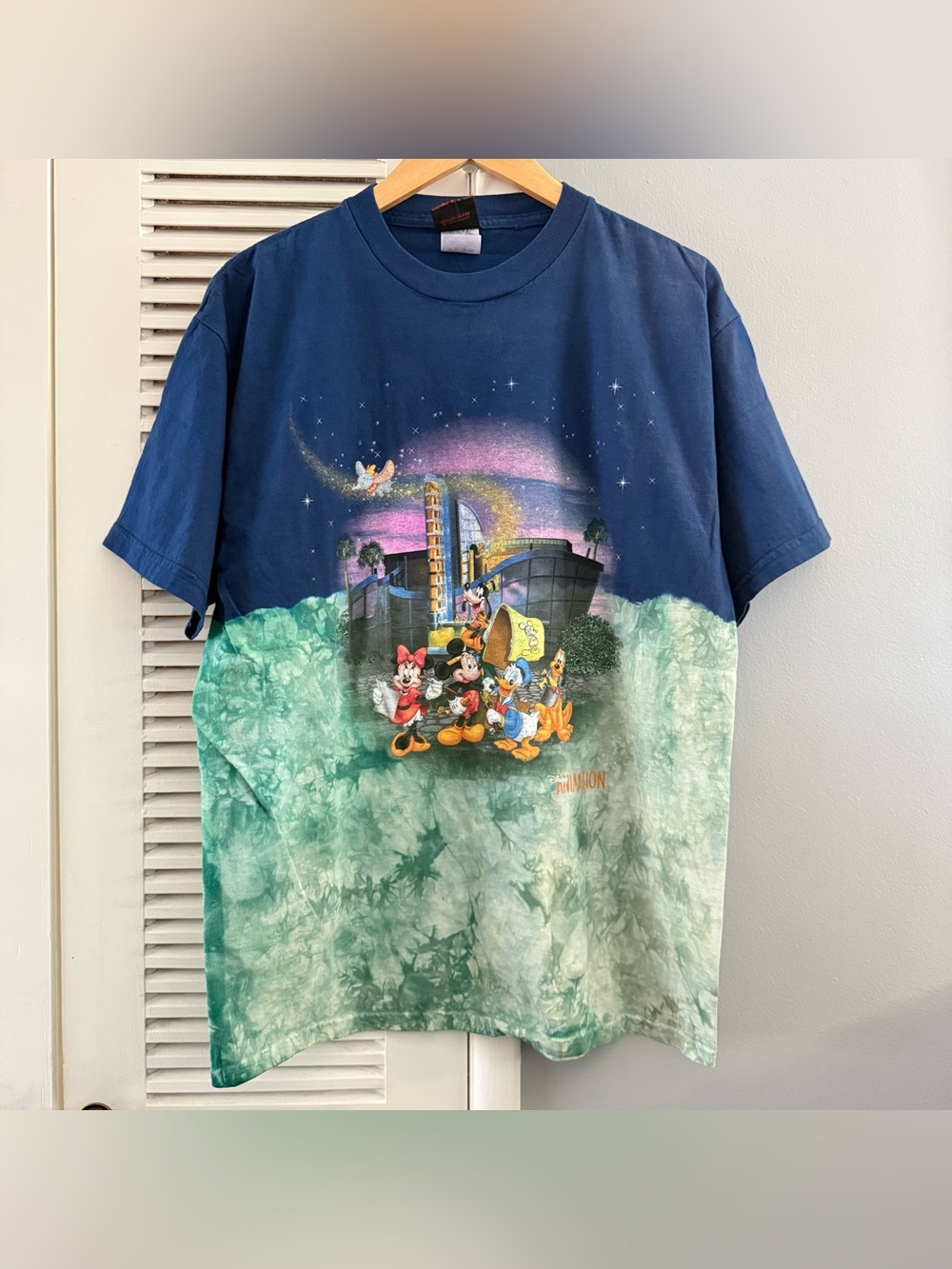 Vintage 90’s DISNEY ANIMATION California Adventure Tie Dye AOP T-shirt Sz Large